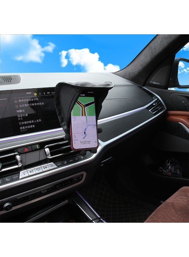 Car mobilephone sunshade, cellphone holder, sun visor, sun protection cover, significantly reduces reflections, improves visibility, foldable smartphone sunshade, prevents phone from overheating (black) 1pc - Image 1